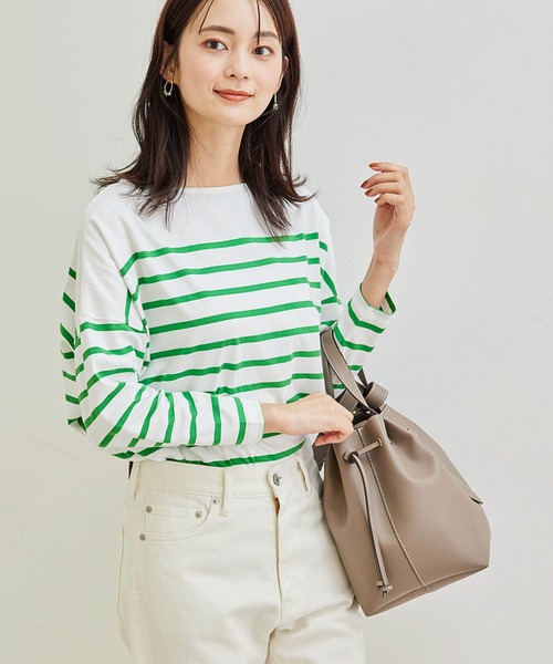 ROPE' PICNIC(ロペピクニック)の「【TRUE COTTON】【リンクコーデ】ボーダープルオーバー(Tシャツ/カットソー・レディース・ブラック/ベージュ/パープル/グリーン・38)」の1枚目の写真