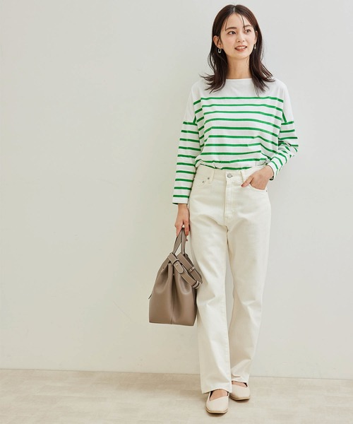 ROPE' PICNIC(ロペピクニック)の「【TRUE COTTON】【リンクコーデ】ボーダープルオーバー(Tシャツ/カットソー・レディース・ブラック/ベージュ/パープル/グリーン・38)」の16枚目の写真