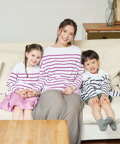 ROPE' PICNIC(ロペピクニック)の「【TRUE COTTON】【リンクコーデ】ボーダープルオーバー(Tシャツ/カットソー・レディース・ブラック/ベージュ/パープル/グリーン・38)」の18枚目の写真