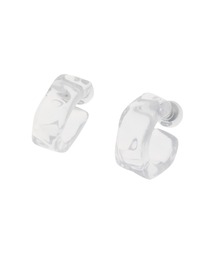 シルバーキャッチアクリルカーブピアス