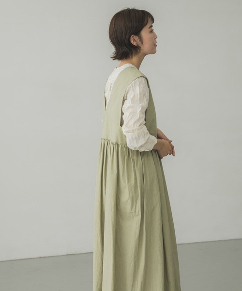 かぐれ（カグレ）の「Vネックギャザー切替ワンピース（ワンピース・レディース・ブラック/グリーン系その他・FREE）」の10枚目の写真