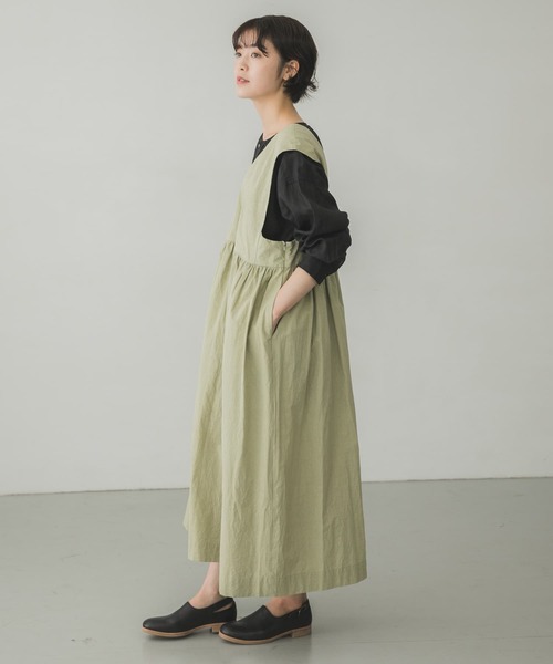 かぐれ（カグレ）の「Vネックギャザー切替ワンピース（ワンピース・レディース・ブラック/グリーン系その他・FREE）」の20枚目の写真