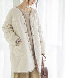 n'OrLABEL | 『キルト×ボアリバーシブルコート』(ノーカラーコート)