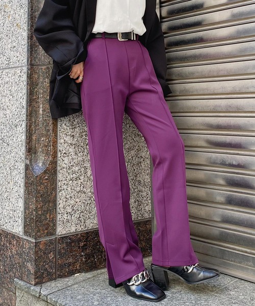 PAGEBOY（ページボーイ）の「カットカラースラックス（スラックス・レディース・ブラック/ブラウン系その他/グレイッシュベージュ/ブルー/パープル系その他・FREE）」の5枚目の写真