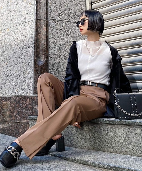 PAGEBOY（ページボーイ）の「カットカラースラックス（スラックス・レディース・ブラック/ブラウン系その他/グレイッシュベージュ/ブルー/パープル系その他・FREE）」の6枚目の写真