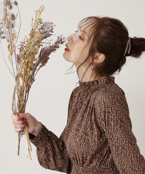 N.（N. Natural Beauty Basic）（エヌエヌナチュラルビューティーベーシック）の「【S Size Line】◆フリルネックコバナ柄ワンピース（ワンピース・レディース・ブラウン系その他/ブラック系その他/ホワイト系その他・MEDIUM/SMALL）」の11枚目の写真