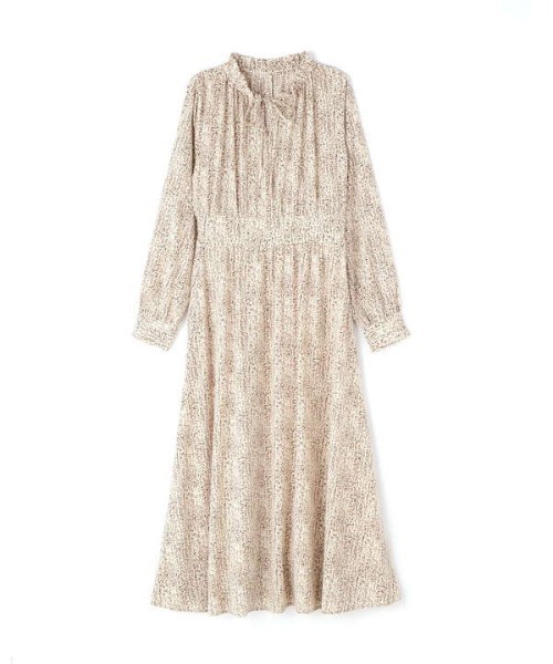 N.（N. Natural Beauty Basic）（エヌエヌナチュラルビューティーベーシック）の「【S Size Line】◆フリルネックコバナ柄ワンピース（ワンピース・レディース・ブラウン系その他/ブラック系その他/ホワイト系その他・MEDIUM/SMALL）」の4枚目の写真