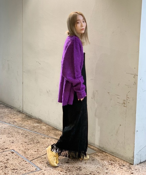 WHIMSIC（ウィムジック）の「【WHIMSIC】シャギーニットカーディガン（カーディガン/ボレロ・レディース・パープル/グレー/イエロー/グリーン・FREE）」の11枚目の写真