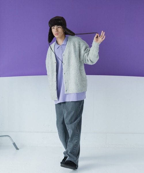 WHIMSIC（ウィムジック）の「【WHIMSIC】シャギーニットカーディガン（カーディガン/ボレロ・レディース・パープル/グレー/イエロー/グリーン・FREE）」の18枚目の写真