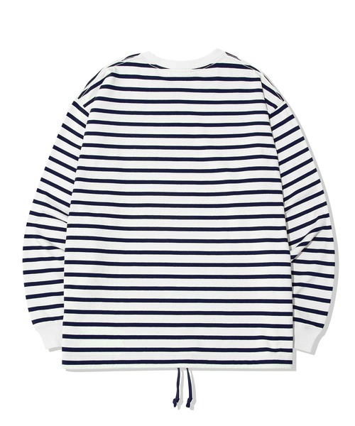 COVERNAT(カバーナット)の「【COVERNAT】BULLDOG WAPPEN STRIPE LONG SLEEVE / カバーナット ブルドッグ ワッペン ストライプ ロングスリーブ Tシャツ(Tシャツ/カットソー・メンズ・ネイビー・LARGE/MEDIUM/SMALL)」の3枚目の写真