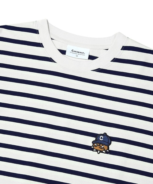 COVERNAT(カバーナット)の「【COVERNAT】BULLDOG WAPPEN STRIPE LONG SLEEVE / カバーナット ブルドッグ ワッペン ストライプ ロングスリーブ Tシャツ(Tシャツ/カットソー・メンズ・ネイビー・LARGE/MEDIUM/SMALL)」の4枚目の写真