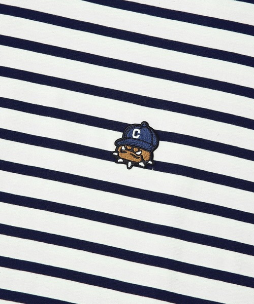 COVERNAT(カバーナット)の「【COVERNAT】BULLDOG WAPPEN STRIPE LONG SLEEVE / カバーナット ブルドッグ ワッペン ストライプ ロングスリーブ Tシャツ(Tシャツ/カットソー・メンズ・ネイビー・LARGE/MEDIUM/SMALL)」の5枚目の写真