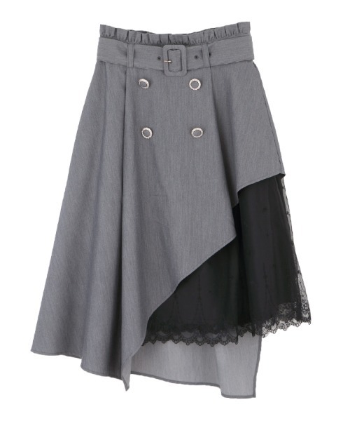 axes femme POETIQUE（アクシーズファムポエティック）の「レースアシメトレンチＳＫ（スカート・レディース・ブラック/チャコール/ラベンダー・MEDIUM）」の3枚目の写真