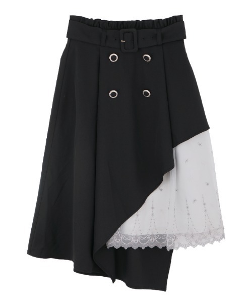 axes femme POETIQUE（アクシーズファムポエティック）の「レースアシメトレンチＳＫ（スカート・レディース・ブラック/チャコール/ラベンダー・MEDIUM）」の2枚目の写真