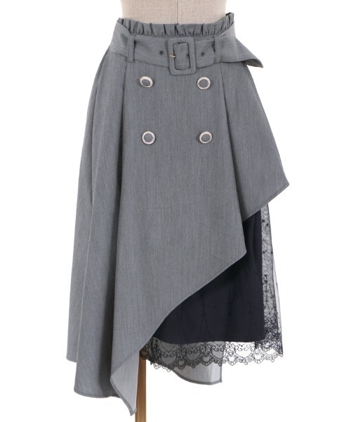 axes femme POETIQUE（アクシーズファムポエティック）の「レースアシメトレンチＳＫ（スカート・レディース・ブラック/チャコール/ラベンダー・MEDIUM）」の6枚目の写真