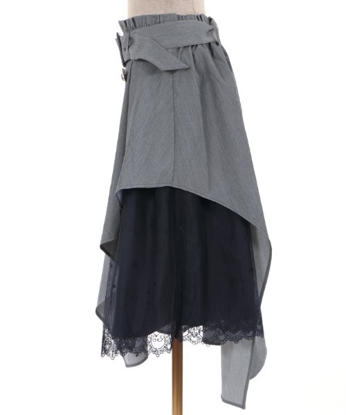 axes femme POETIQUE（アクシーズファムポエティック）の「レースアシメトレンチＳＫ（スカート・レディース・ブラック/チャコール/ラベンダー・MEDIUM）」の7枚目の写真