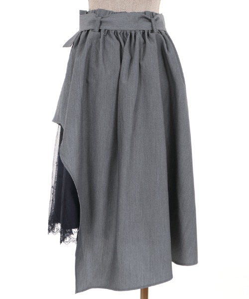 axes femme POETIQUE（アクシーズファムポエティック）の「レースアシメトレンチＳＫ（スカート・レディース・ブラック/チャコール/ラベンダー・MEDIUM）」の8枚目の写真
