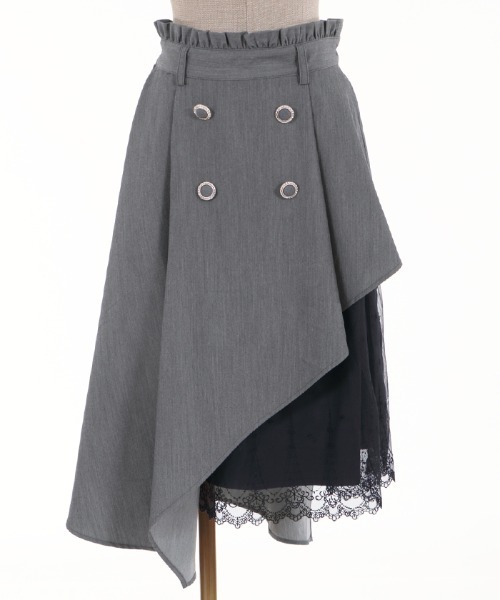 axes femme POETIQUE（アクシーズファムポエティック）の「レースアシメトレンチＳＫ（スカート・レディース・ブラック/チャコール/ラベンダー・MEDIUM）」の11枚目の写真