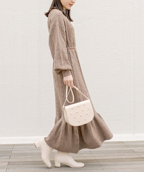 OLIVE des OLIVE（オリーブデオリーブ）の「パールフラップバッグ（ショルダーバッグ・レディース・ダークブラウン/ブラック/オフホワイト・FREE）」の18枚目の写真