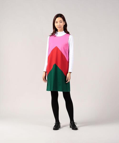 agnes b.（アニエスベー）の「J617 ROBE グラフィカルカラーミニドレス（ワンピース・レディース・グリーン・3/2/1）」の2枚目の写真