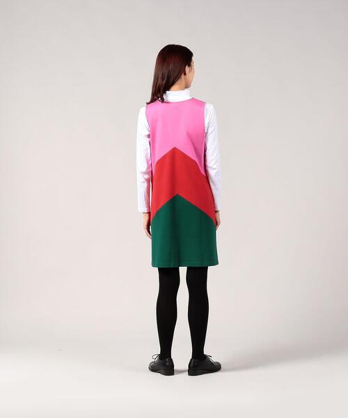 agnes b.（アニエスベー）の「J617 ROBE グラフィカルカラーミニドレス（ワンピース・レディース・グリーン・3/2/1）」の3枚目の写真