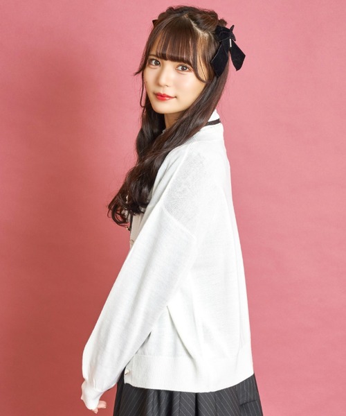 Secret Honey（シークレットハニー）の「うさぎ刺繍Vネックカーディガン（カーディガン/ボレロ・レディース・ワインレッド/ピンク/ブラック/ラベンダー/オフホワイト・FREE）」の8枚目の写真