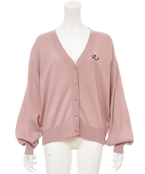 Secret Honey（シークレットハニー）の「うさぎ刺繍Vネックカーディガン（カーディガン/ボレロ・レディース・ワインレッド/ピンク/ブラック/ラベンダー/オフホワイト・FREE）」の7枚目の写真