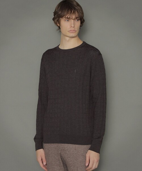 MACKINTOSH LONDON（マッキントッシュ ロンドン）の「14ゲージケーブルクルーネックニット（ニット/セーター・メンズ・オフホワイト/ブラック/ネイビー/ダークブラウン・M/L）」の3枚目の写真