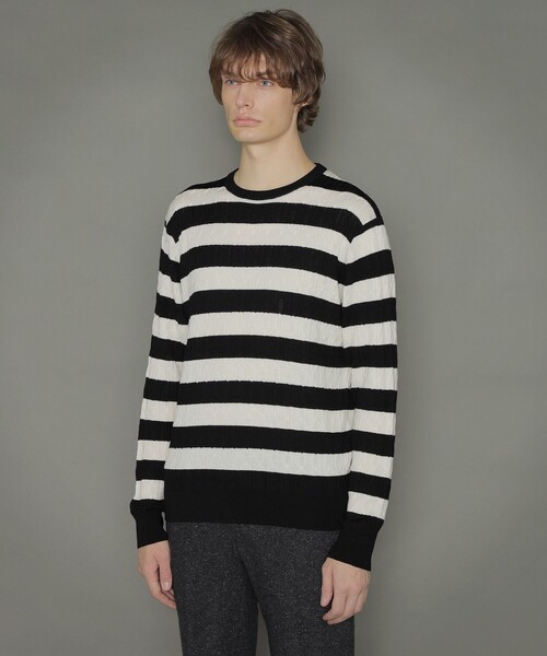 MACKINTOSH LONDON（マッキントッシュ ロンドン）の「14ゲージケーブルクルーネックニット（ニット/セーター・メンズ・オフホワイト/ブラック/ネイビー/ダークブラウン・M/L）」の9枚目の写真