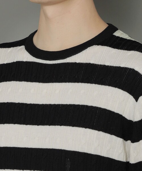 MACKINTOSH LONDON（マッキントッシュ ロンドン）の「14ゲージケーブルクルーネックニット（ニット/セーター・メンズ・オフホワイト/ブラック/ネイビー/ダークブラウン・M/L）」の12枚目の写真