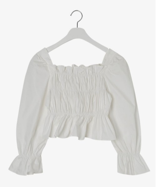 SONA(ソナ)の「SONYUNARA シャーリングフレアクロップブラウス(シャツ/ブラウス・レディース・アイボリー・FREE)」の3枚目の写真