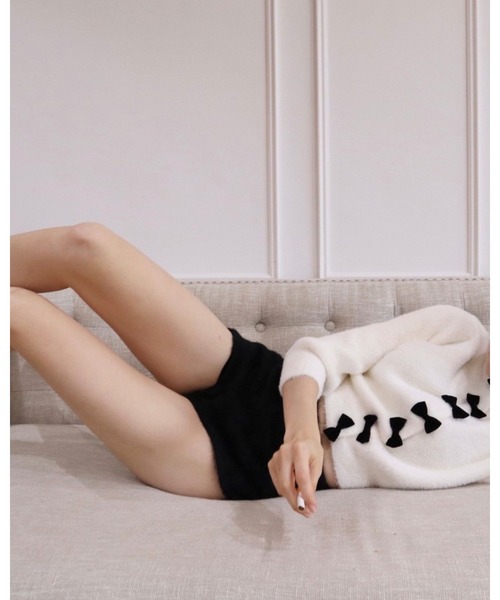 epine（エピヌ）の「velours ribbon shaggy knit cardigan