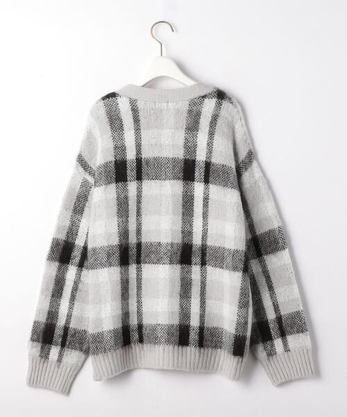 green label relaxing(グリーンレーベルリラクシング)の「WJQD ブラッシュド カーディガン チェック(カーディガン/ボレロ・レディース・ベージュ/ライトグレー・FREE)」の9枚目の写真