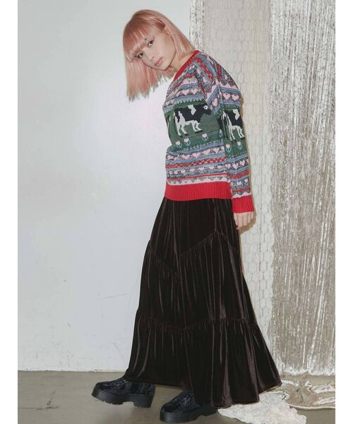 merry jenny（メリージェニー）の「牧場ニット（ニット/セーター・レディース・オフホワイト/レッド・FREE）」の7枚目の写真