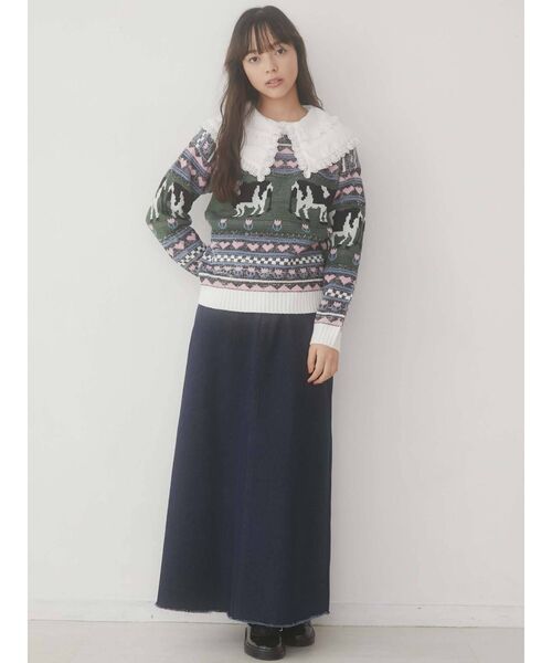 merry jenny（メリージェニー）の「牧場ニット（ニット/セーター・レディース・オフホワイト/レッド・FREE）」の12枚目の写真