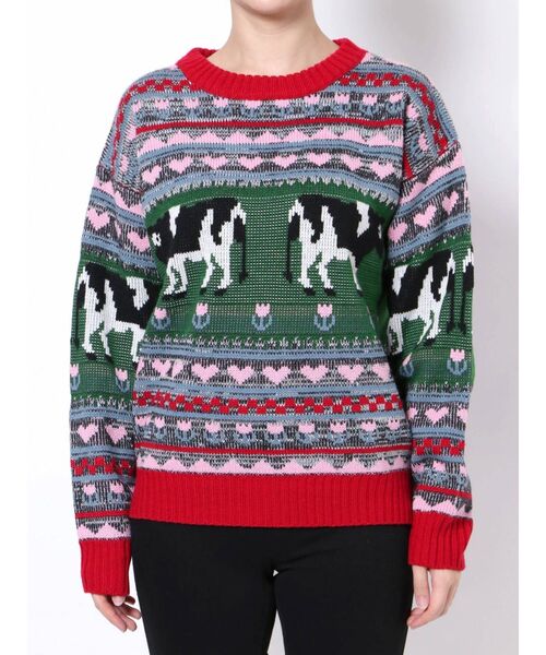 merry jenny（メリージェニー）の「牧場ニット（ニット/セーター・レディース・オフホワイト/レッド・FREE）」の5枚目の写真