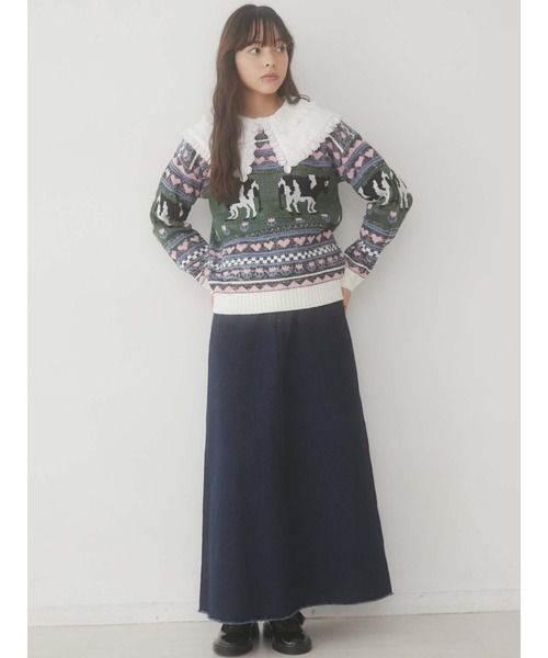 merry jenny（メリージェニー）の「牧場ニット（ニット/セーター・レディース・オフホワイト/レッド・FREE）」の4枚目の写真