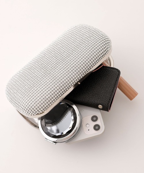 PourVous（プールヴー）の「ビジューパーティーバッグ 結婚式 同窓会 オケージョン お呼ばれ（クラッチバッグ・レディース・シルバー/ゴールド・FREE）」の8枚目の写真