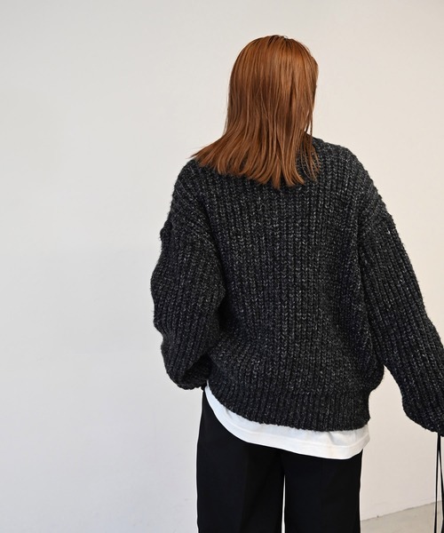 CANAL JEAN（キャナルジーン）の「via j(ヴィアジェイ) MIXあぜZIPカーディガン（カーディガン/ボレロ・レディース・ブラウン/ブラック/ベージュ・ONE SIZE）」の18枚目の写真