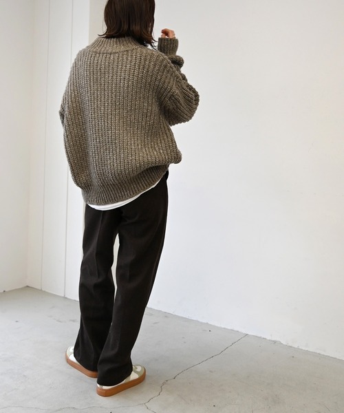 CANAL JEAN（キャナルジーン）の「via j(ヴィアジェイ) MIXあぜZIPカーディガン（カーディガン/ボレロ・レディース・ブラウン/ブラック/ベージュ・ONE SIZE）」の14枚目の写真