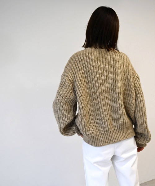 CANAL JEAN（キャナルジーン）の「via j(ヴィアジェイ) MIXあぜZIPカーディガン（カーディガン/ボレロ・レディース・ブラウン/ブラック/ベージュ・ONE SIZE）」の19枚目の写真