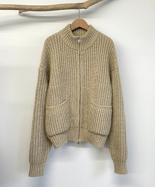 CANAL JEAN（キャナルジーン）の「via j(ヴィアジェイ) MIXあぜZIPカーディガン（カーディガン/ボレロ・レディース・ブラウン/ブラック/ベージュ・ONE SIZE）」の9枚目の写真