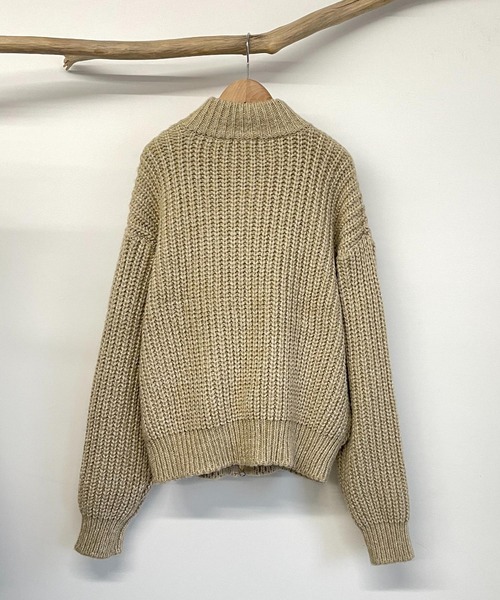 CANAL JEAN（キャナルジーン）の「via j(ヴィアジェイ) MIXあぜZIPカーディガン（カーディガン/ボレロ・レディース・ブラウン/ブラック/ベージュ・ONE SIZE）」の11枚目の写真