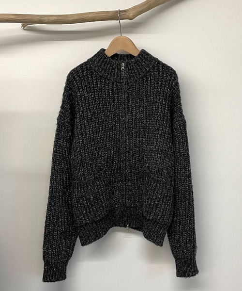 CANAL JEAN（キャナルジーン）の「via j(ヴィアジェイ) MIXあぜZIPカーディガン（カーディガン/ボレロ・レディース・ブラウン/ブラック/ベージュ・ONE SIZE）」の15枚目の写真