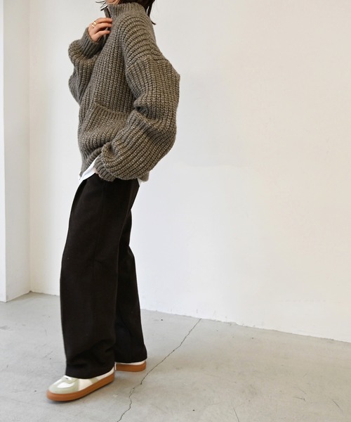 CANAL JEAN（キャナルジーン）の「via j(ヴィアジェイ) MIXあぜZIPカーディガン（カーディガン/ボレロ・レディース・ブラウン/ブラック/ベージュ・ONE SIZE）」の16枚目の写真