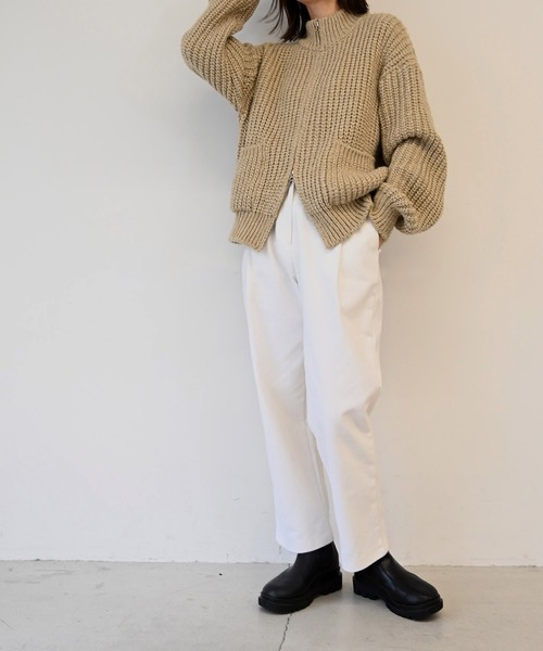 CANAL JEAN（キャナルジーン）の「via j(ヴィアジェイ) MIXあぜZIPカーディガン（カーディガン/ボレロ・レディース・ブラウン/ブラック/ベージュ・ONE SIZE）」の5枚目の写真