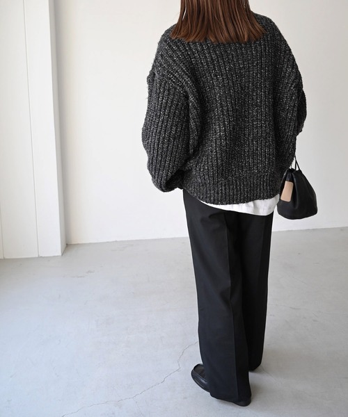 CANAL JEAN（キャナルジーン）の「via j(ヴィアジェイ) MIXあぜZIPカーディガン（カーディガン/ボレロ・レディース・ブラウン/ブラック/ベージュ・ONE SIZE）」の21枚目の写真