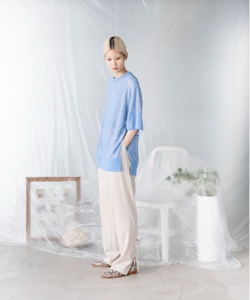 mintdesigns(ミントデザインズ)の「LACE KNIT / レースニット(ニット/セーター・レディース・ホワイト/ネイビー/サックスブルー・2)」の5枚目の写真