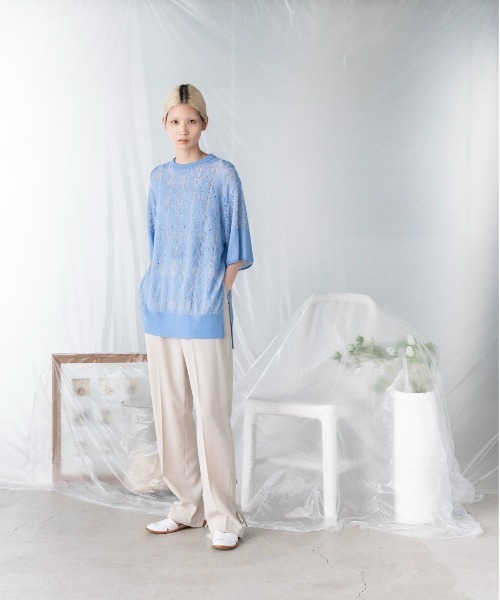mintdesigns(ミントデザインズ)の「LACE KNIT / レースニット(ニット/セーター・レディース・ホワイト/ネイビー/サックスブルー・2)」の7枚目の写真