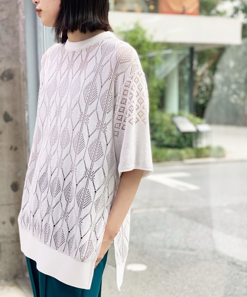 mintdesigns(ミントデザインズ)の「LACE KNIT / レースニット(ニット/セーター・レディース・ホワイト/ネイビー/サックスブルー・2)」の15枚目の写真